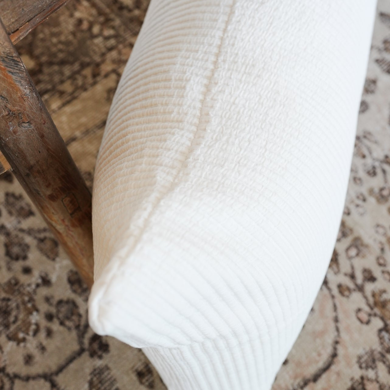 Off-White Cotton Cable Matelassé Pillow 20x36