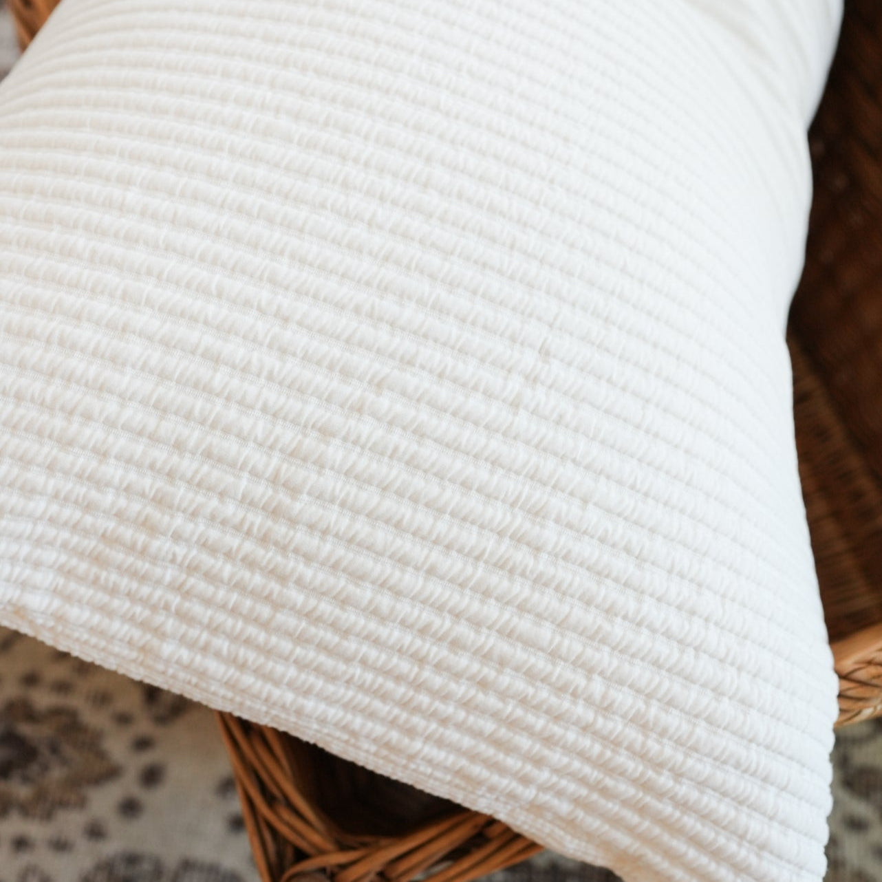 Off-White Cotton Cable Matelassé Pillow 20x36