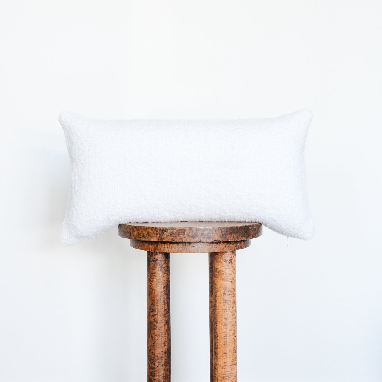 White Cable Bouclé Lumbar Pillow 10x20