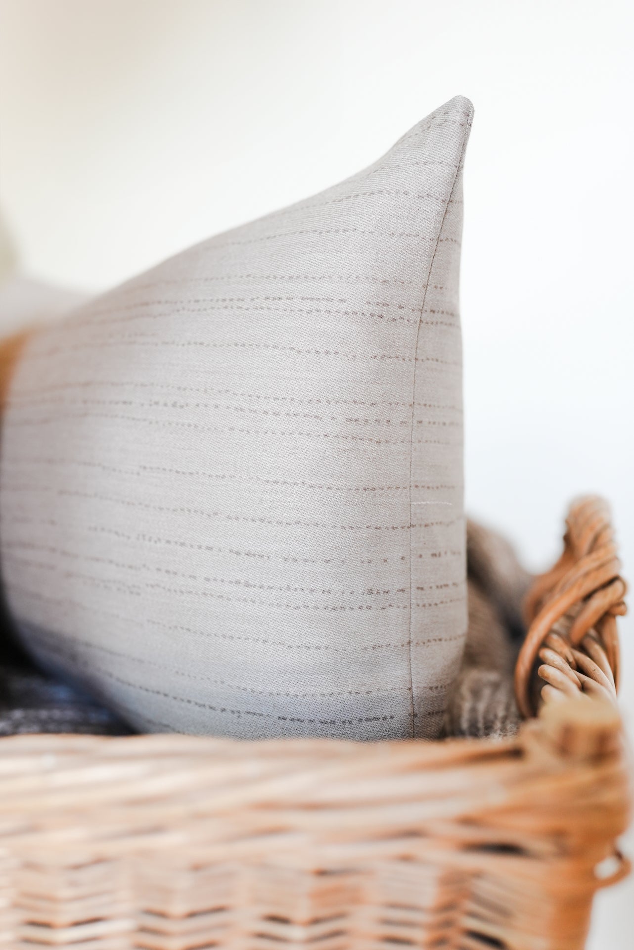 Brown Wool With Chocolate Brown Dotted Stripes Pillow 12x18