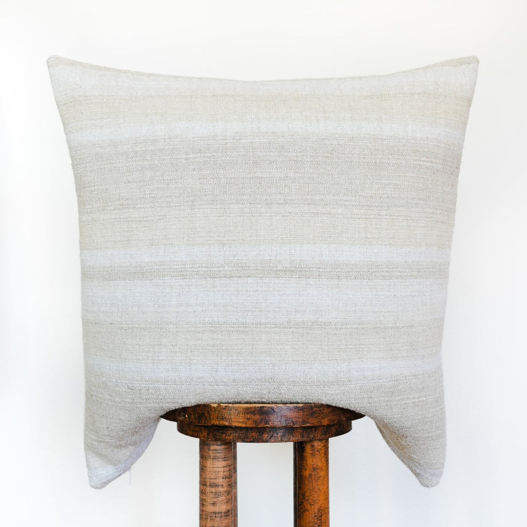 Set of 3 Ivory, Cream, & Taupe Woven Striped Linen Pillow 26x26