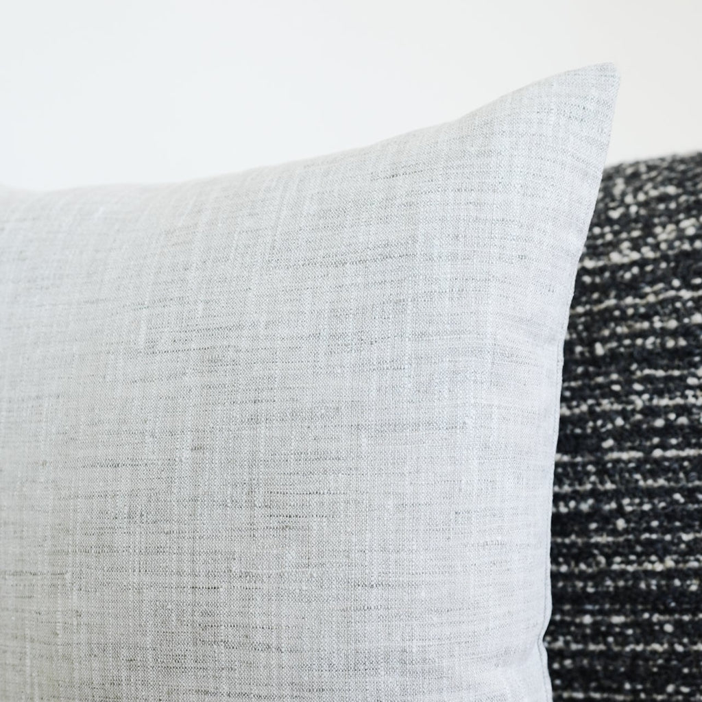 Grey & White Tweed Linen Pillow 20x20