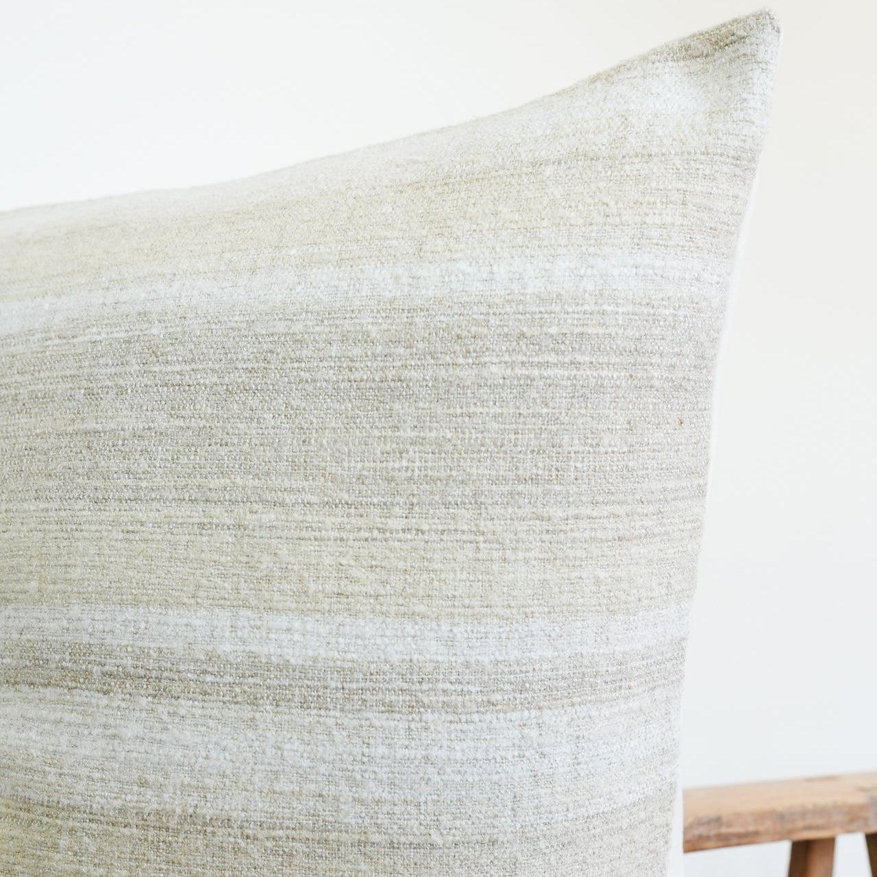 Set of 3 Ivory, Cream, & Taupe Woven Striped Linen Pillow 26x26