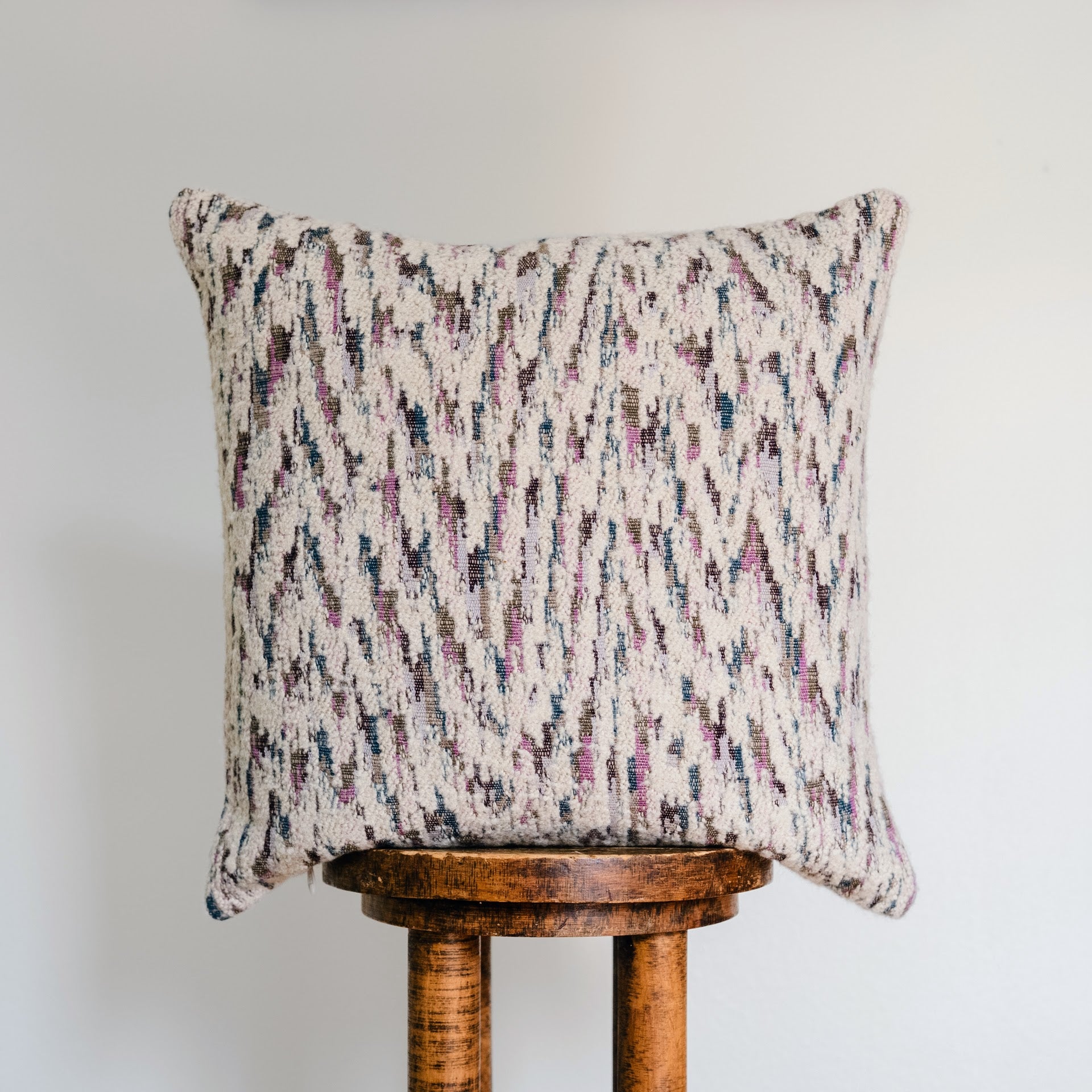 Jewel Tone Heartbeat with Cream Boucle Pillow 20x20