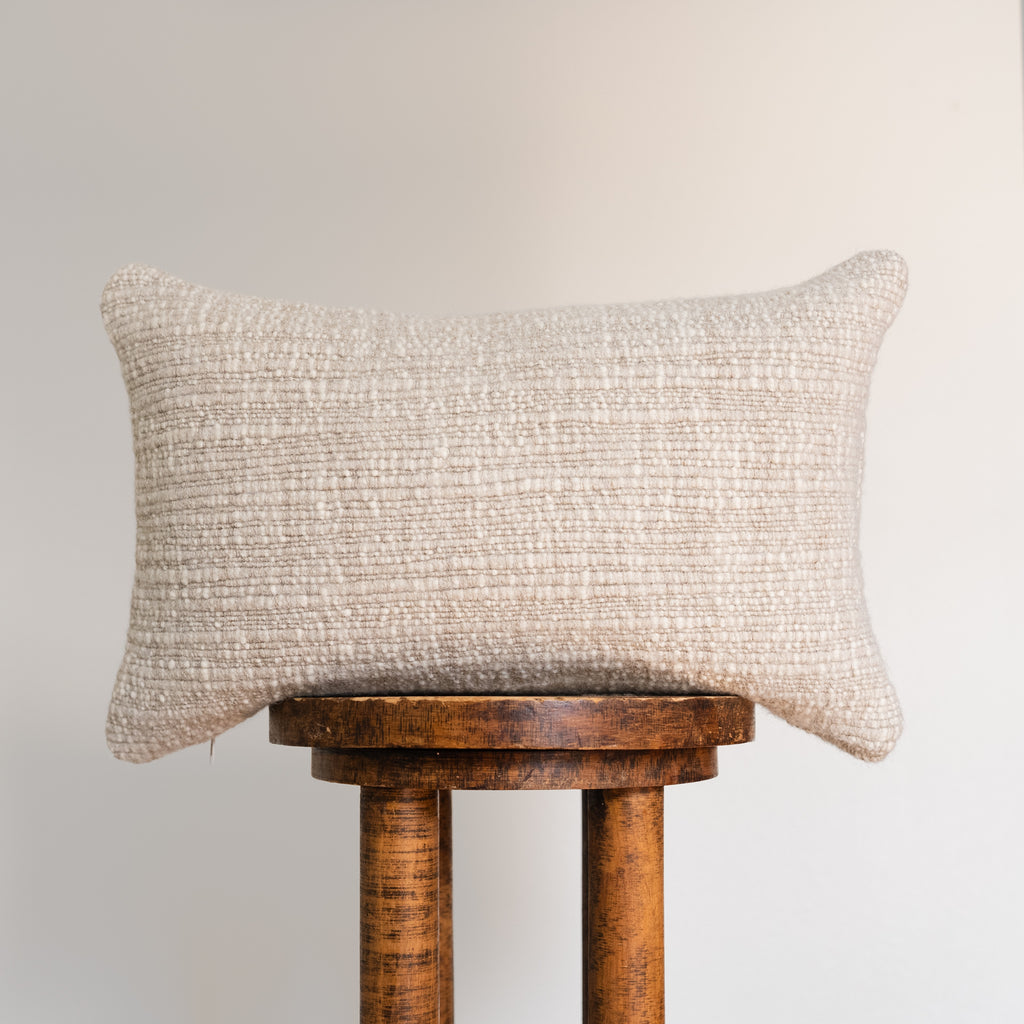 Thick Nubby Channeled Wool Lumbar Pillow 12x20