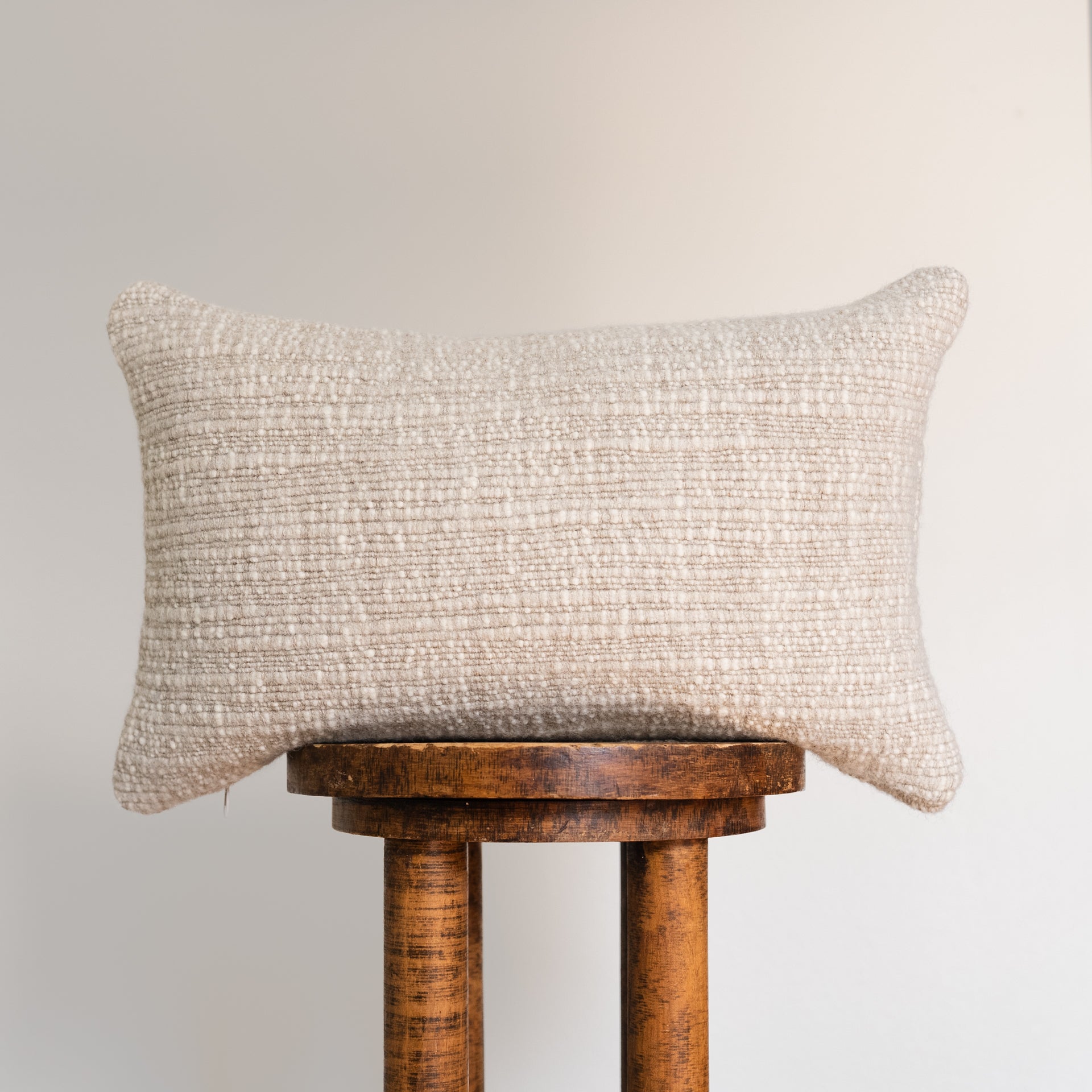 Thick Nubby Channeled Wool Lumbar Pillow 12x20