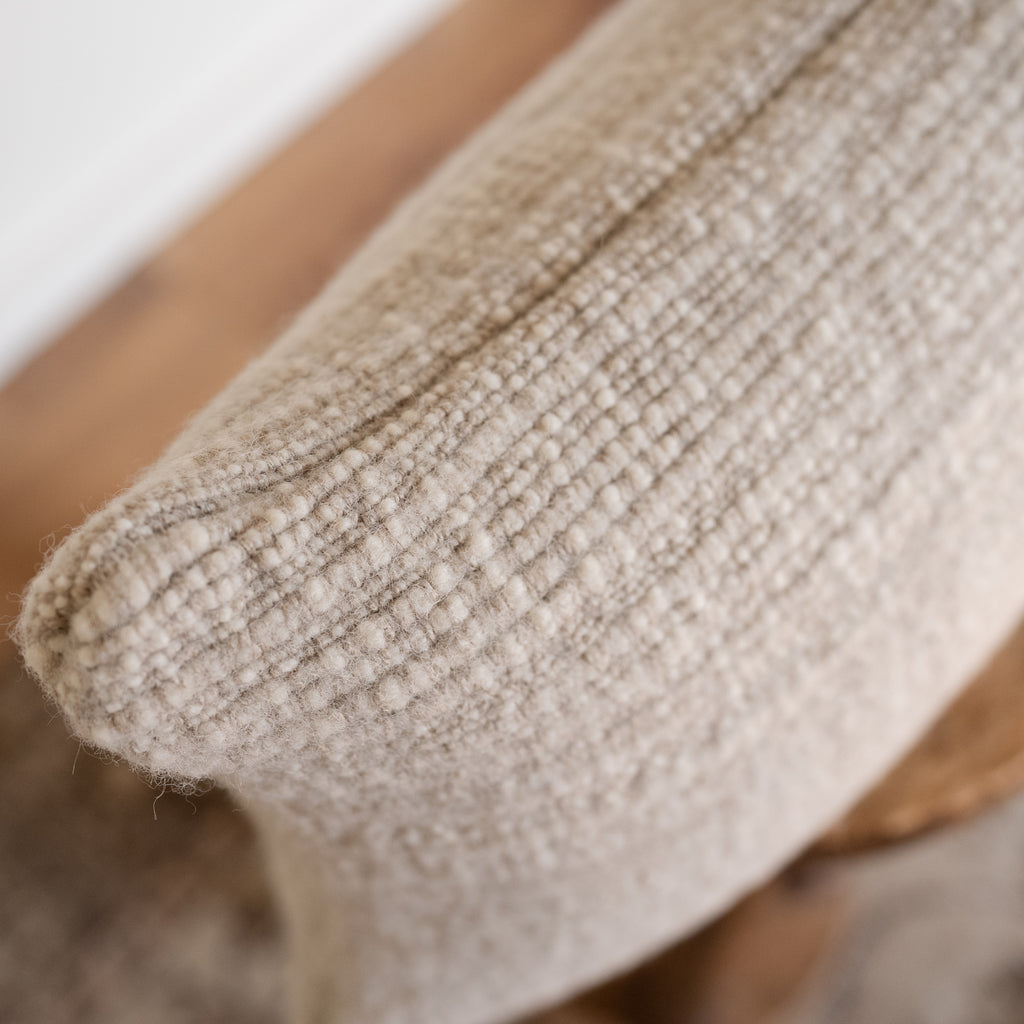 Thick Nubby Channeled Wool Lumbar Pillow 12x20