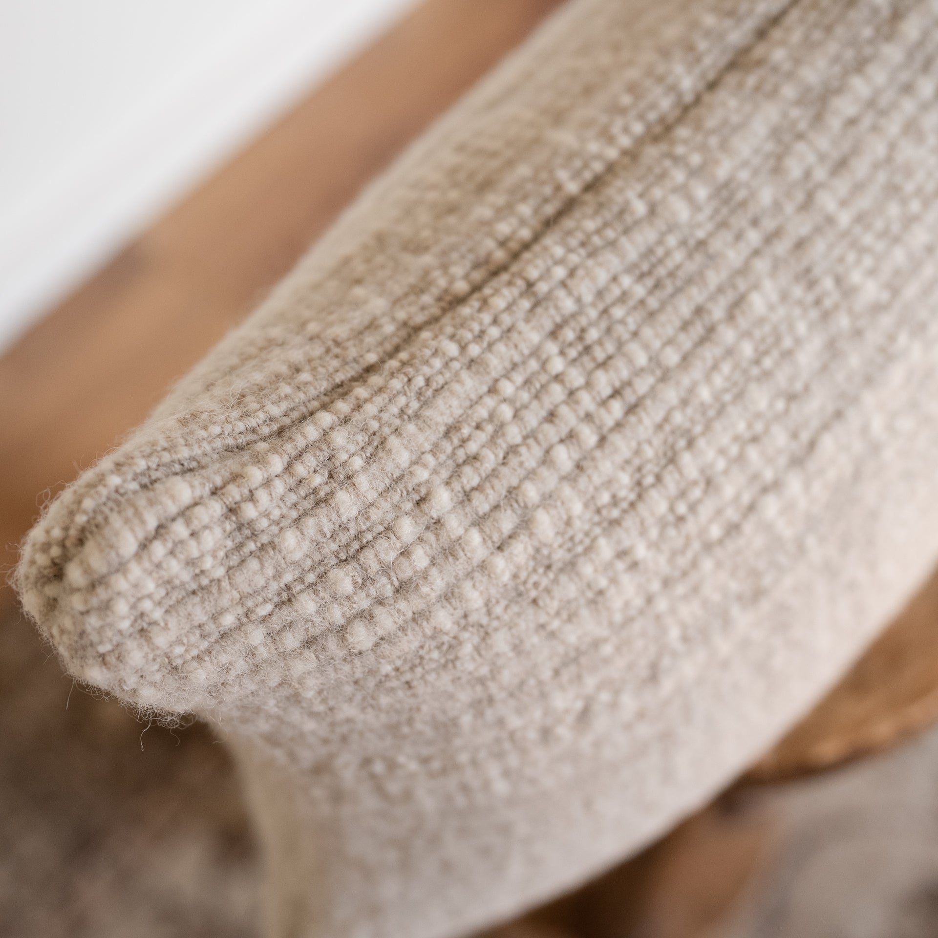 Thick Nubby Channeled Wool Lumbar Pillow 12x20