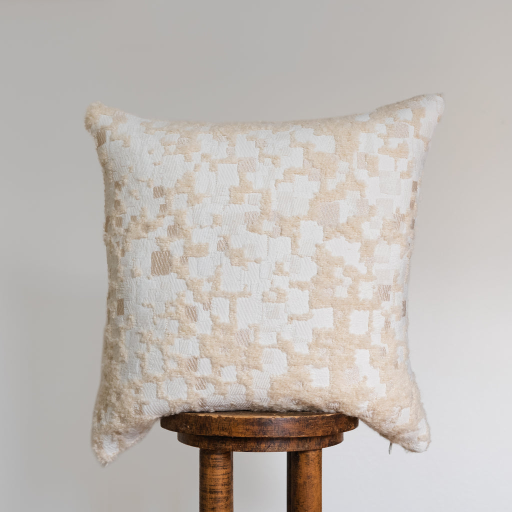 Ivory Woven Geometric Boucle Pillow 22x22