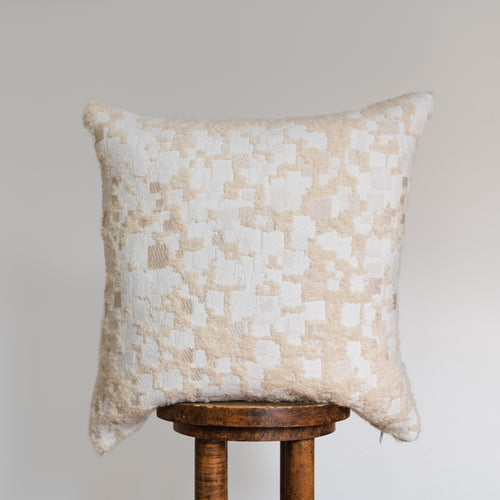 Ivory Woven Geometric Boucle Pillow 22x22