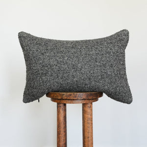 Nubby Grey Wool with Natural Jute Lumbar Pillow 16x24