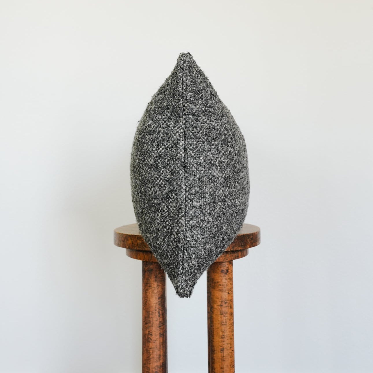 Nubby Grey Wool with Natural Jute Lumbar Pillow 16x24