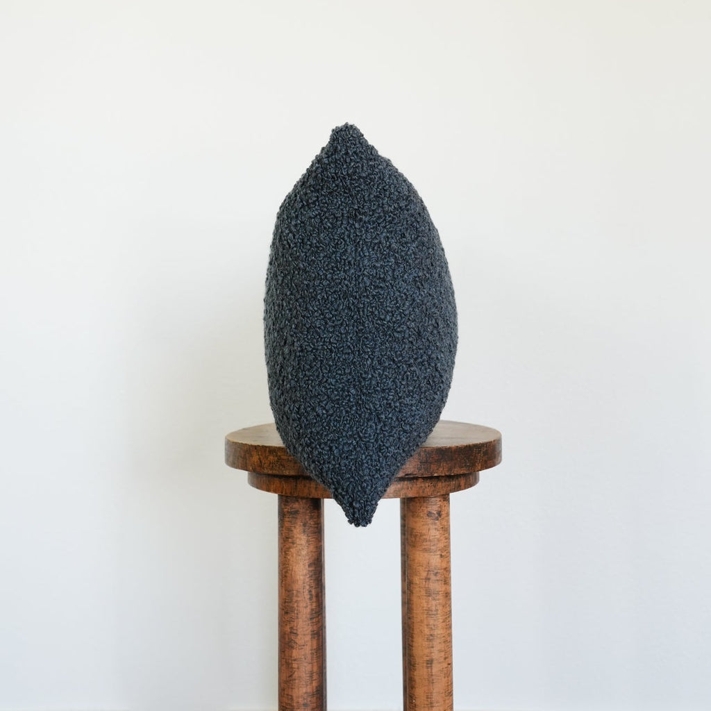 Steel Blue Wool Boucle Lumbar Pillow 14x20