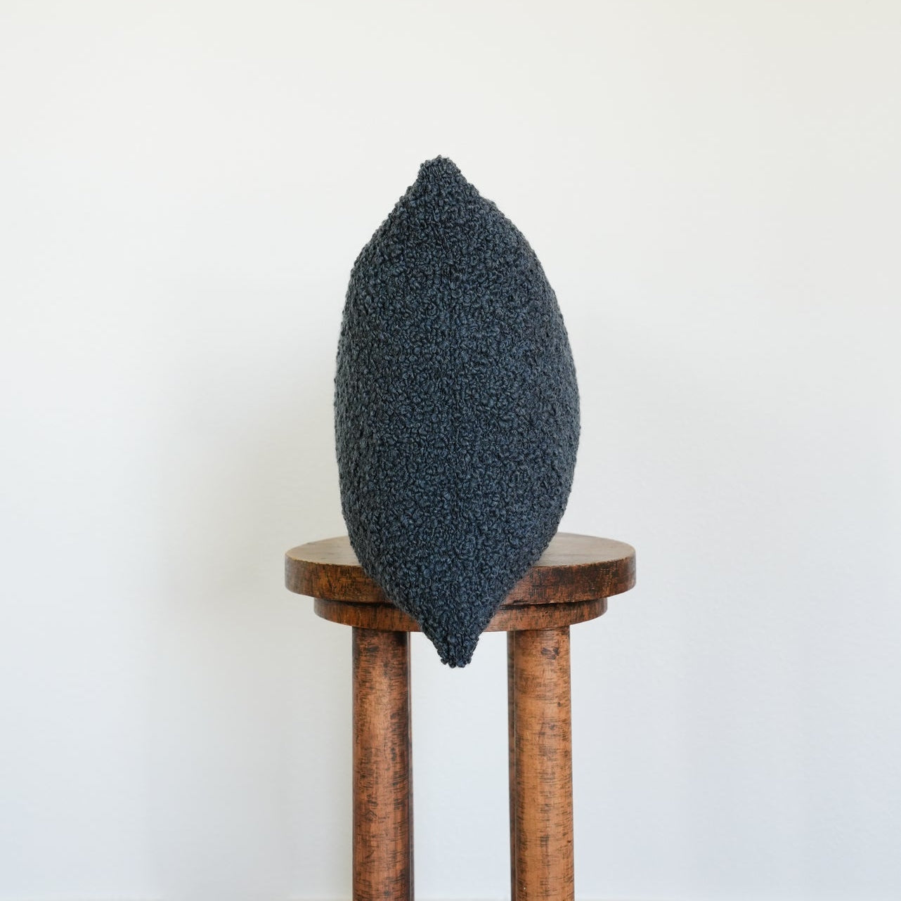 Steel Blue Wool Boucle Lumbar Pillow 14x20