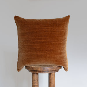 Rust Brown Striated Velvet Pillow 18x18