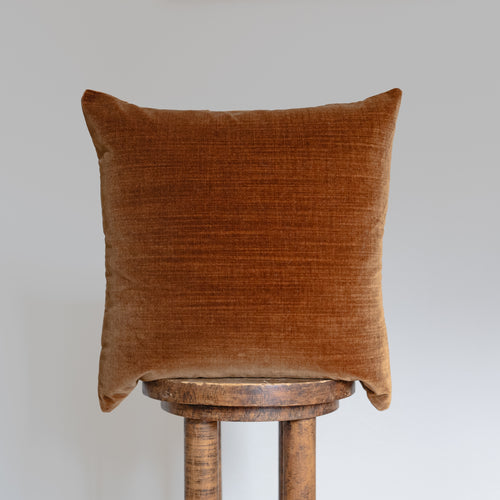 Rust Brown Striated Velvet Pillow 18x18