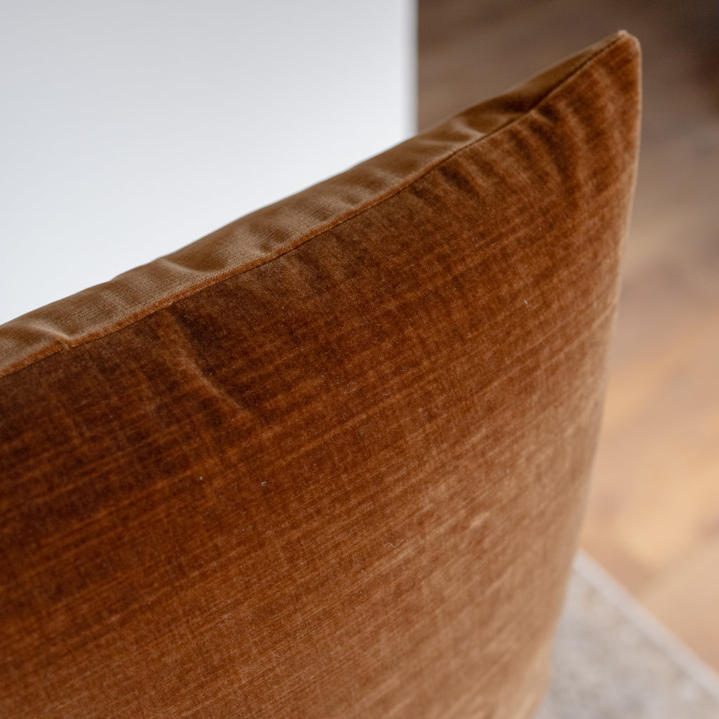 Rust Brown Striated Velvet Pillow 18x18