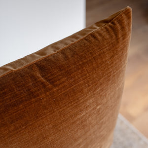 Rust Brown Striated Velvet Pillow 18x18