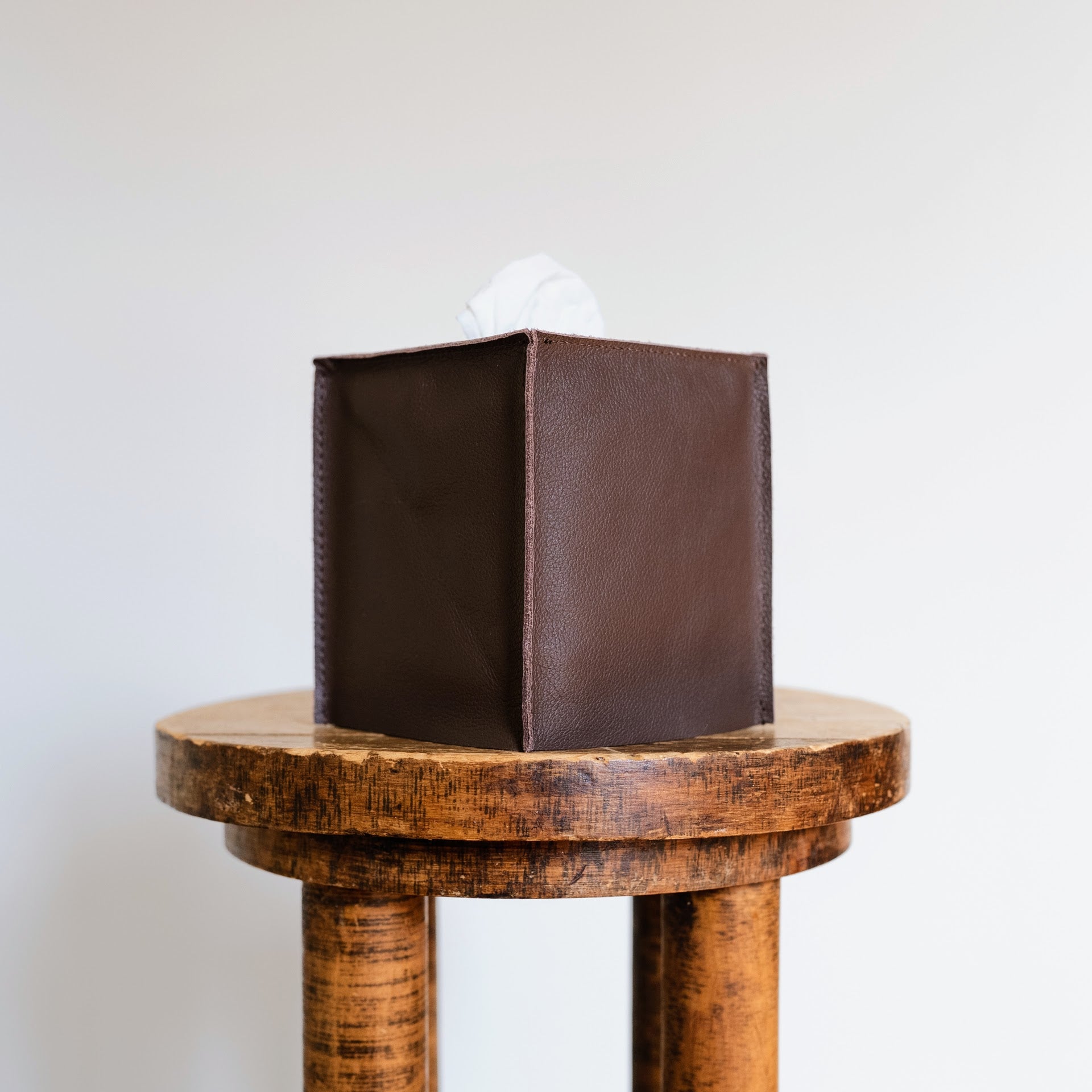 Saddle Brown Leather Single Tissue Box Cover