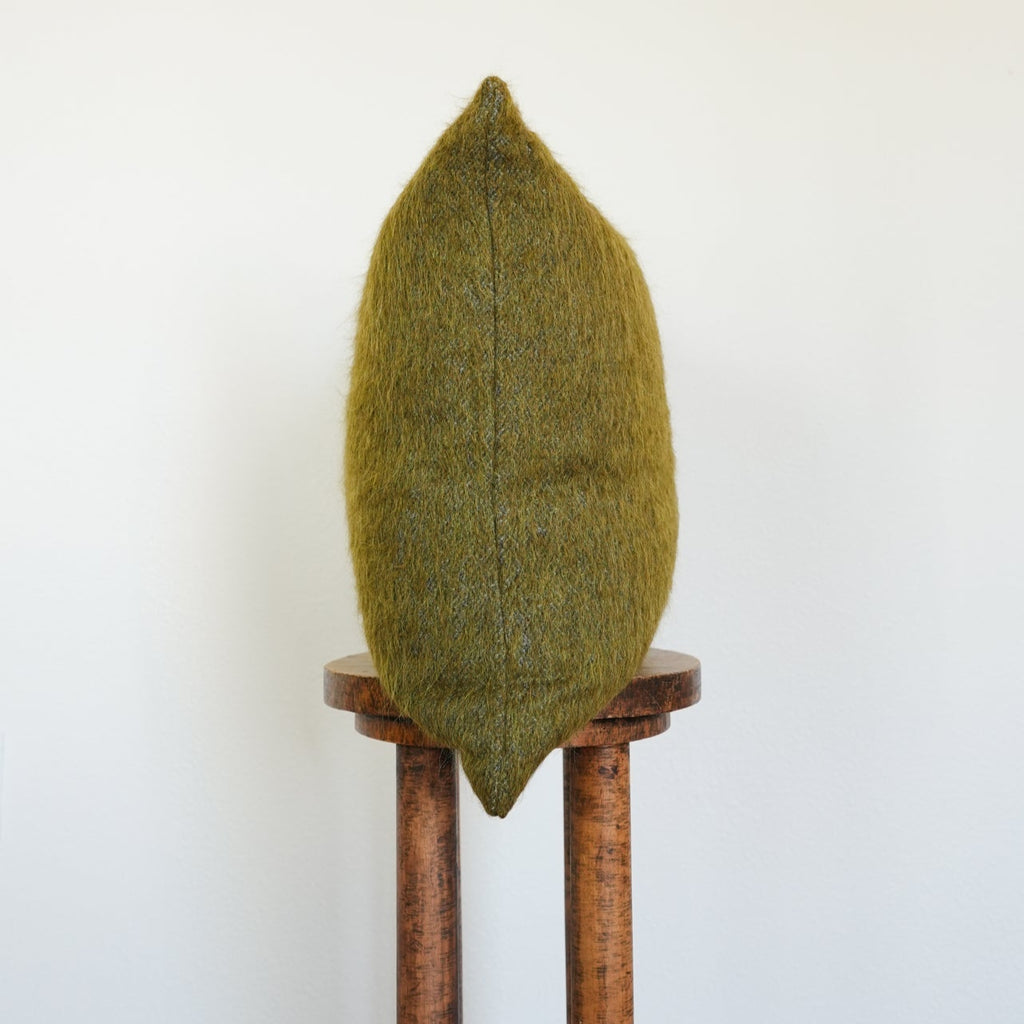 Long Olive Green Wool Woven with Grey Pillow 20x20