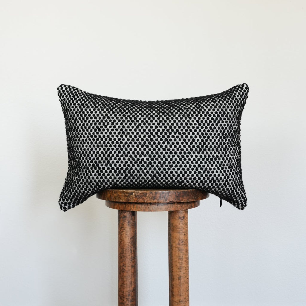 Woven Black Dots with White Lumbar Pillow 13x20