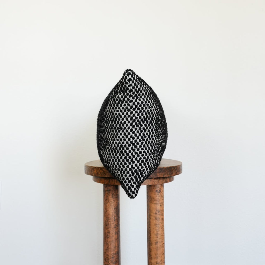 Woven Black Dots with White Lumbar Pillow 13x20
