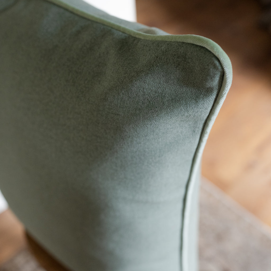Pistachio Green with Light Green Velvet Welt Pillow 24x24