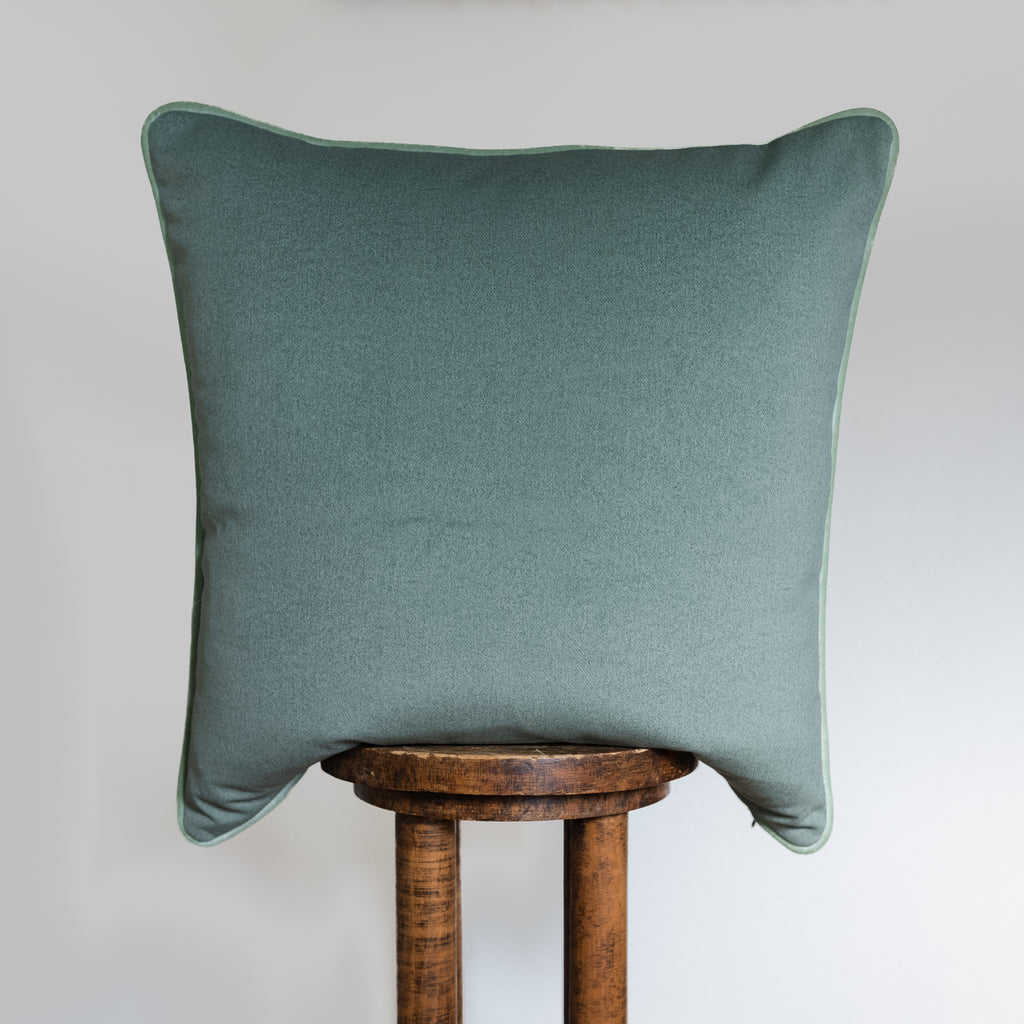 Pistachio Green with Light Green Velvet Welt Pillow 24x24