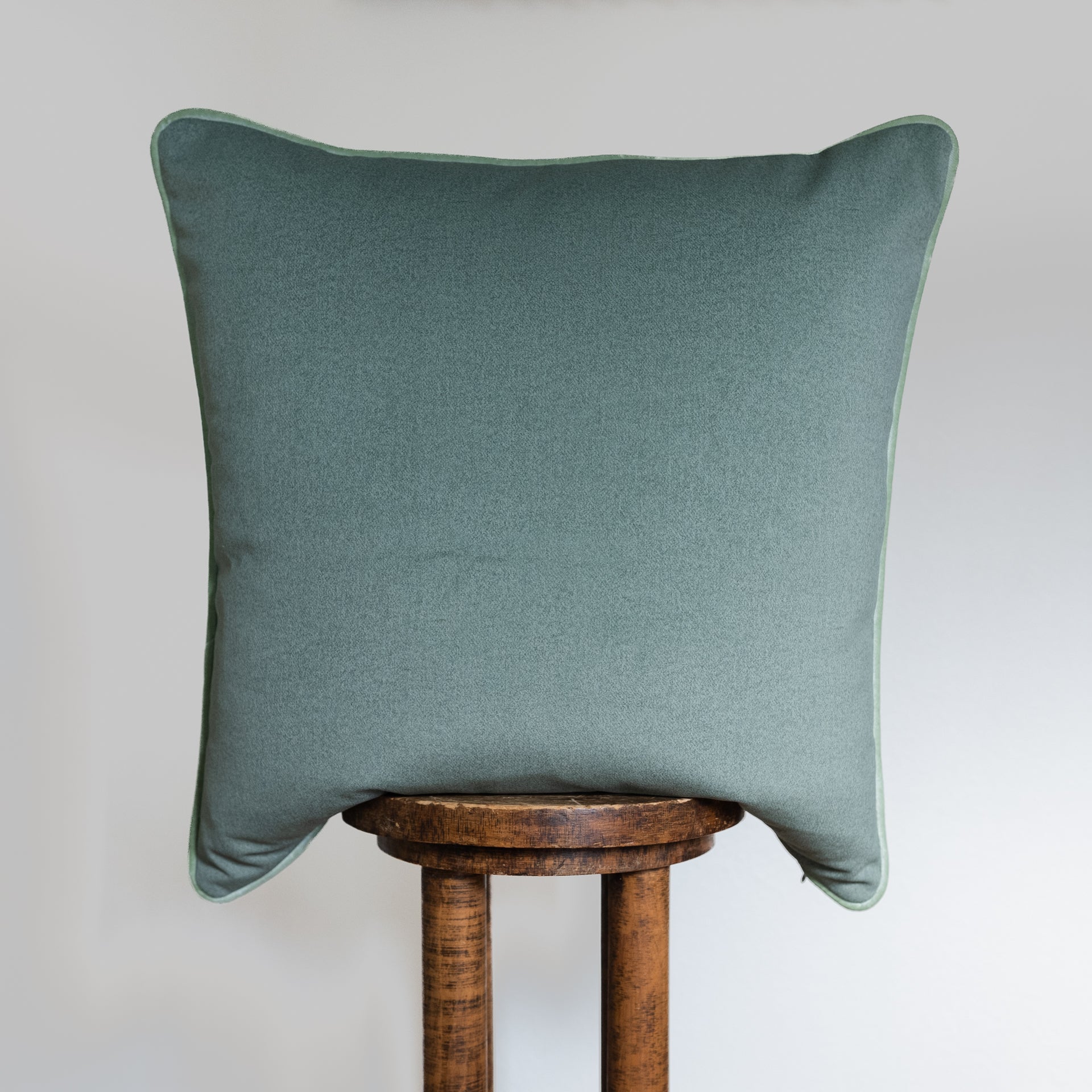 Pistachio Green with Light Green Velvet Welt Pillow 24x24