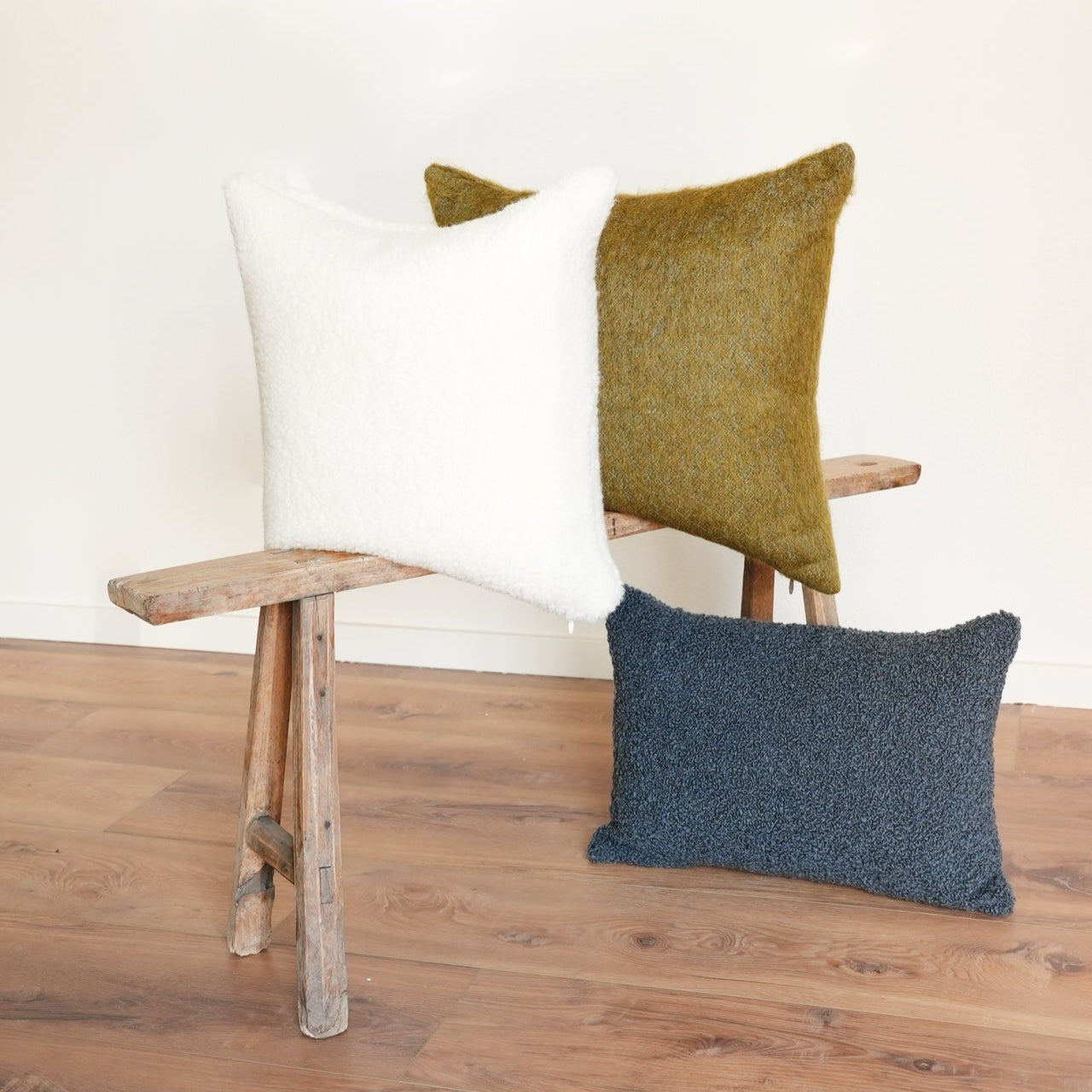 Off-White Curly Sheepskin Pillow 18x18