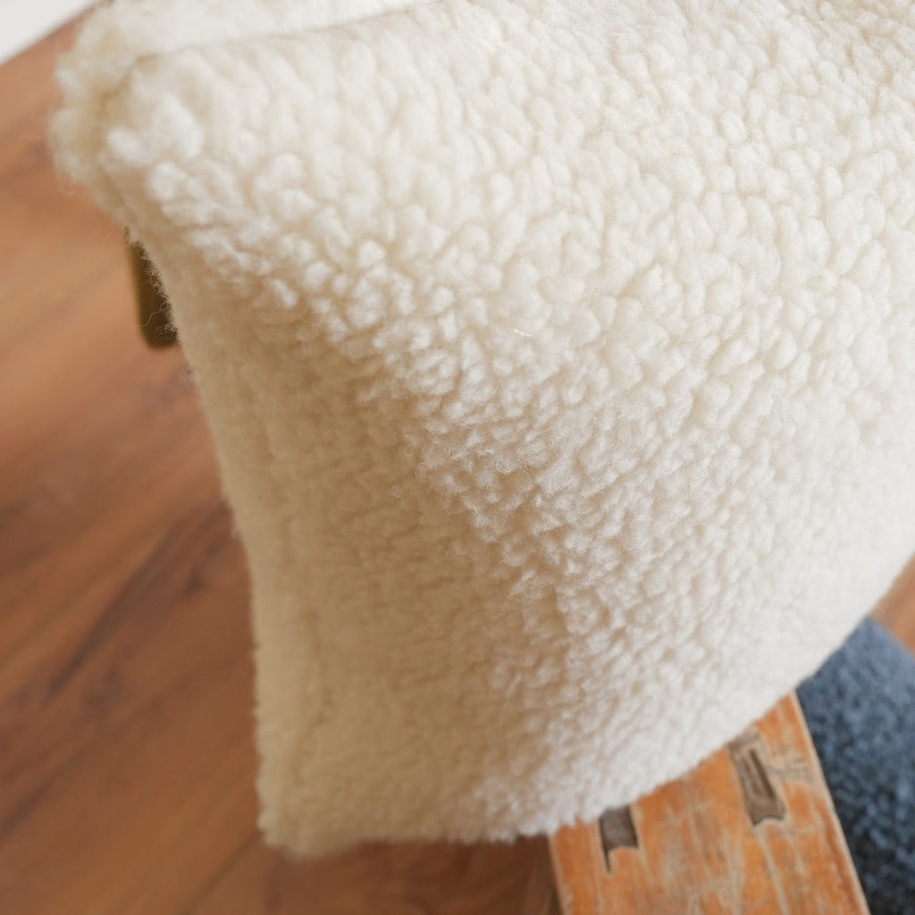 Off-White Curly Sheepskin Pillow 18x18