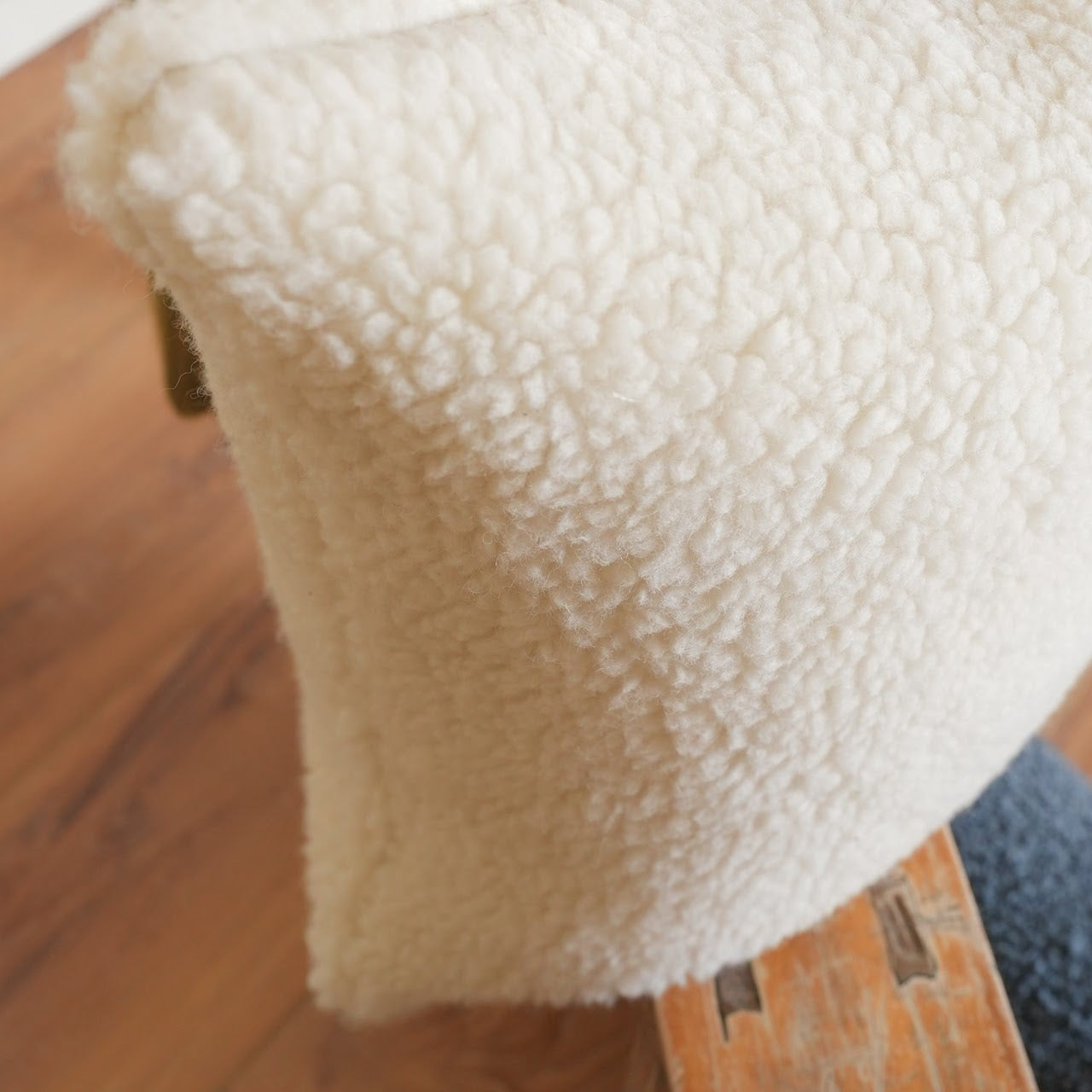 Off-White Curly Sheepskin Pillow 18x18