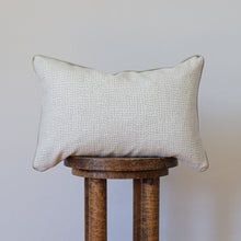 Load image into Gallery viewer, Wool with Grey Dots and Leather Welt Lumbar Pillow 12x18
