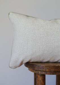 Wool with Grey Dots and Leather Welt Lumbar Pillow 12x18