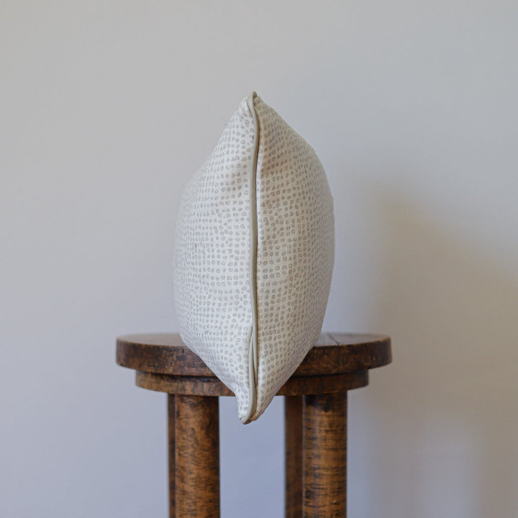 Wool with Grey Dots and Leather Welt Lumbar Pillow 12x18