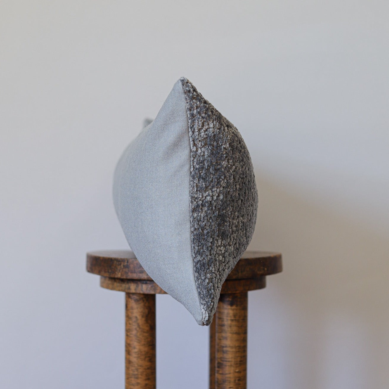 Silver-Blue Chenille Lumbar Pillow 12x24