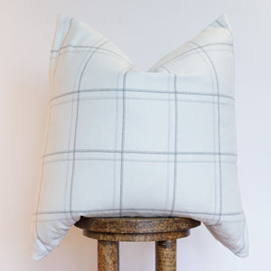 White Wool with Grey Plaid Pillow 24x24
