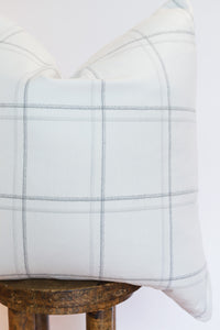 White Wool with Grey Plaid Pillow 24x24