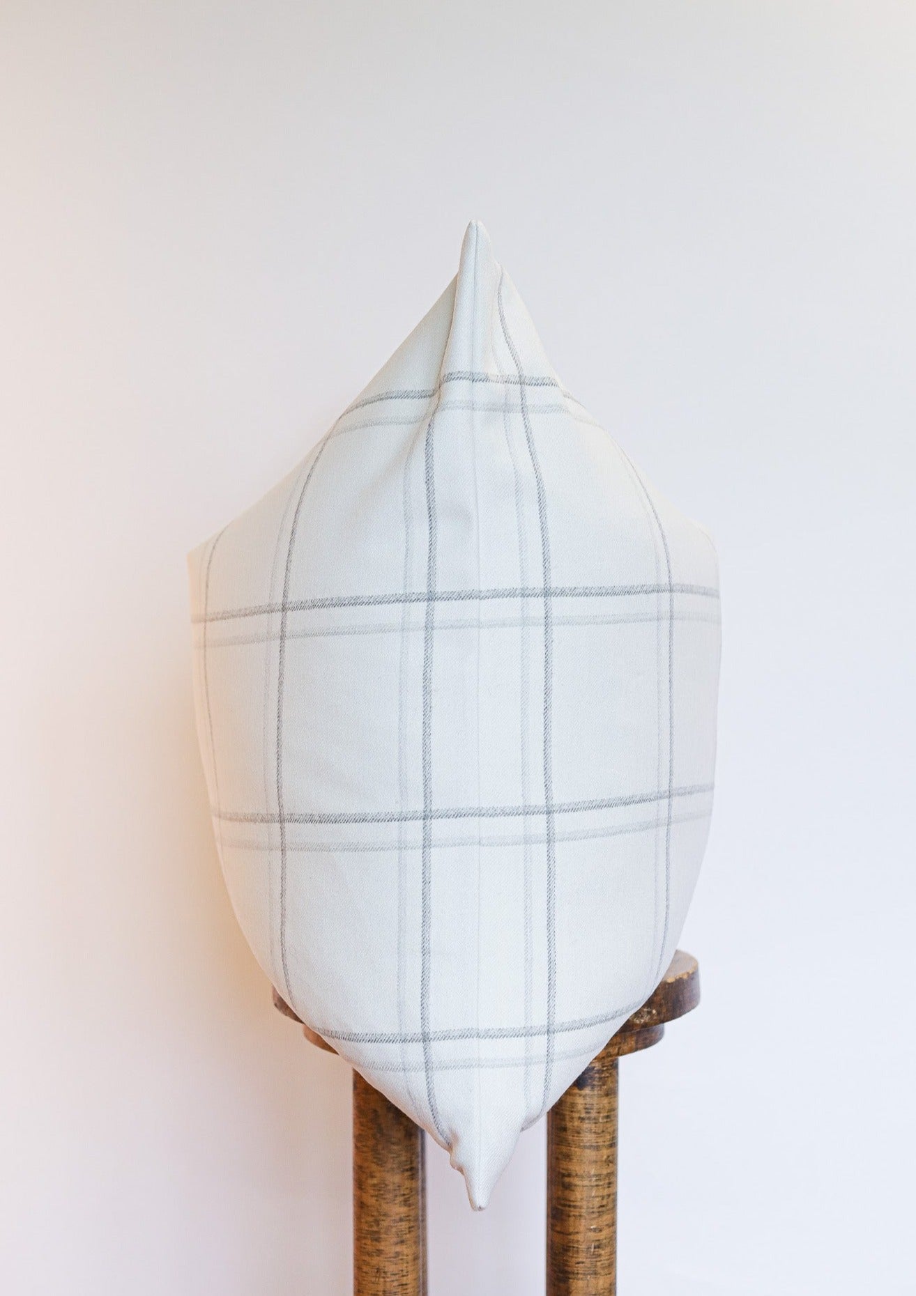 White Wool with Grey Plaid Pillow 24x24