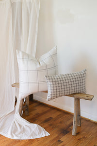 White Wool with Grey Plaid Pillow 24x24