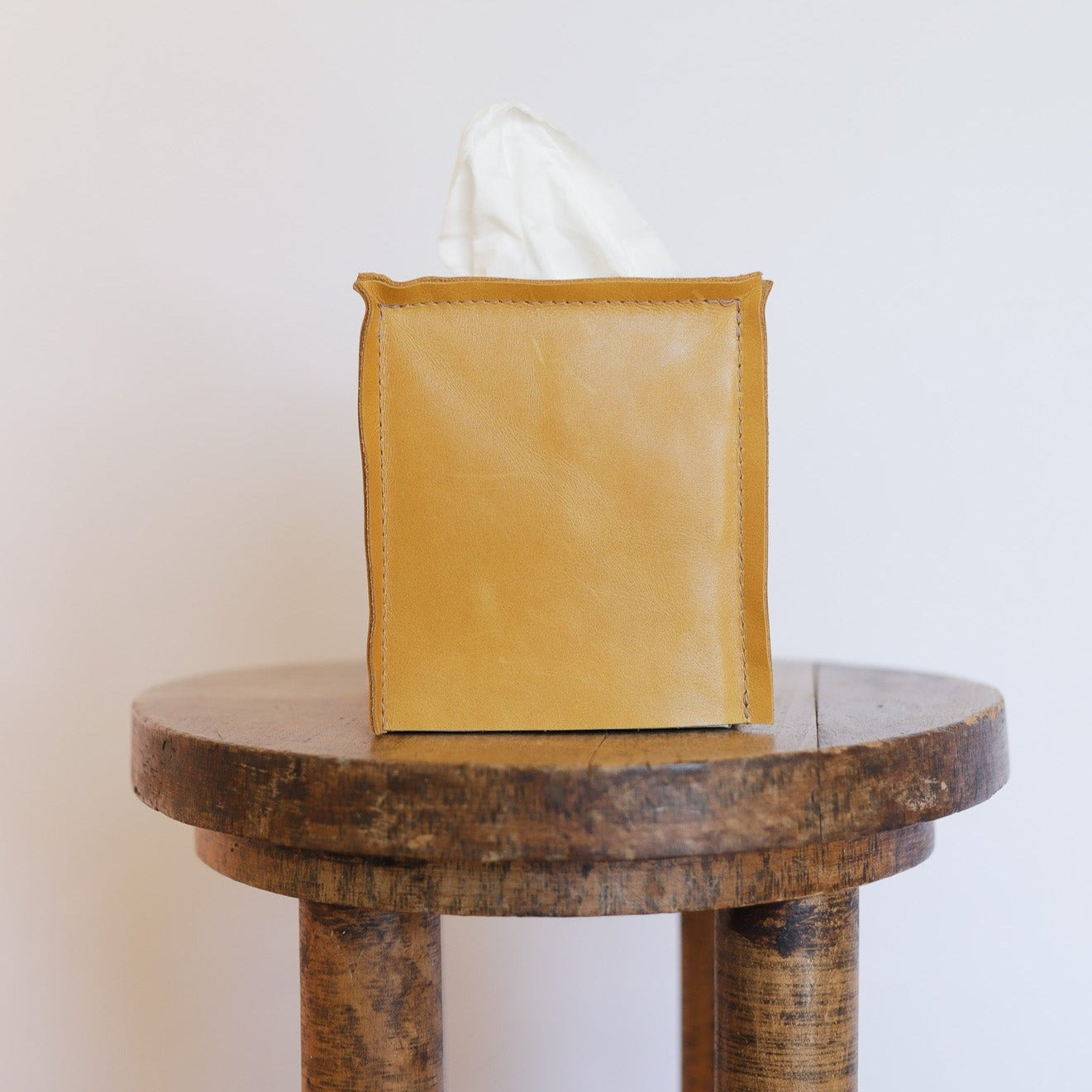 Smooth Marigold Leather Single Tissue Box Cover