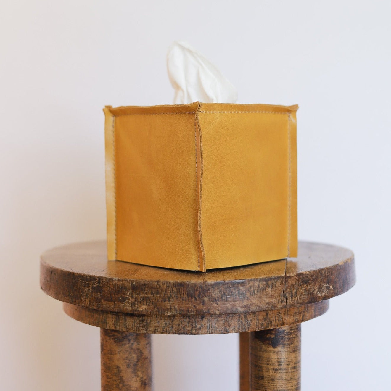 Smooth Marigold Leather Single Tissue Box Cover
