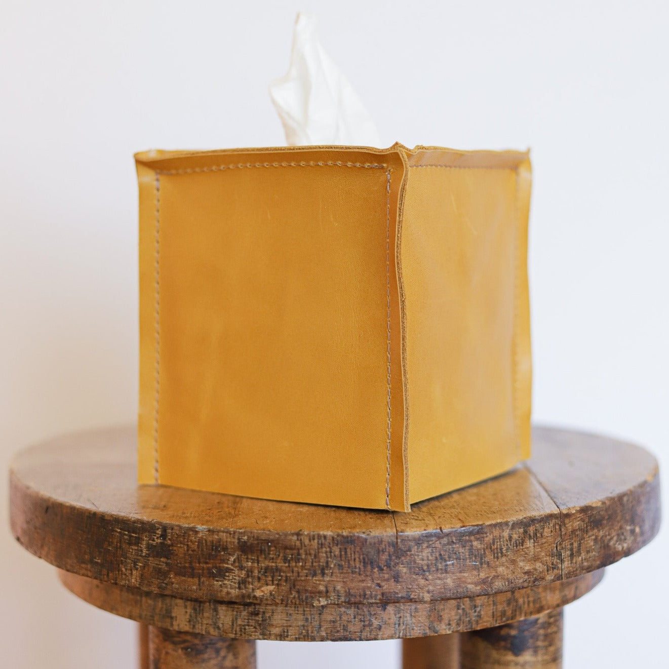 Smooth Marigold Leather Single Tissue Box Cover