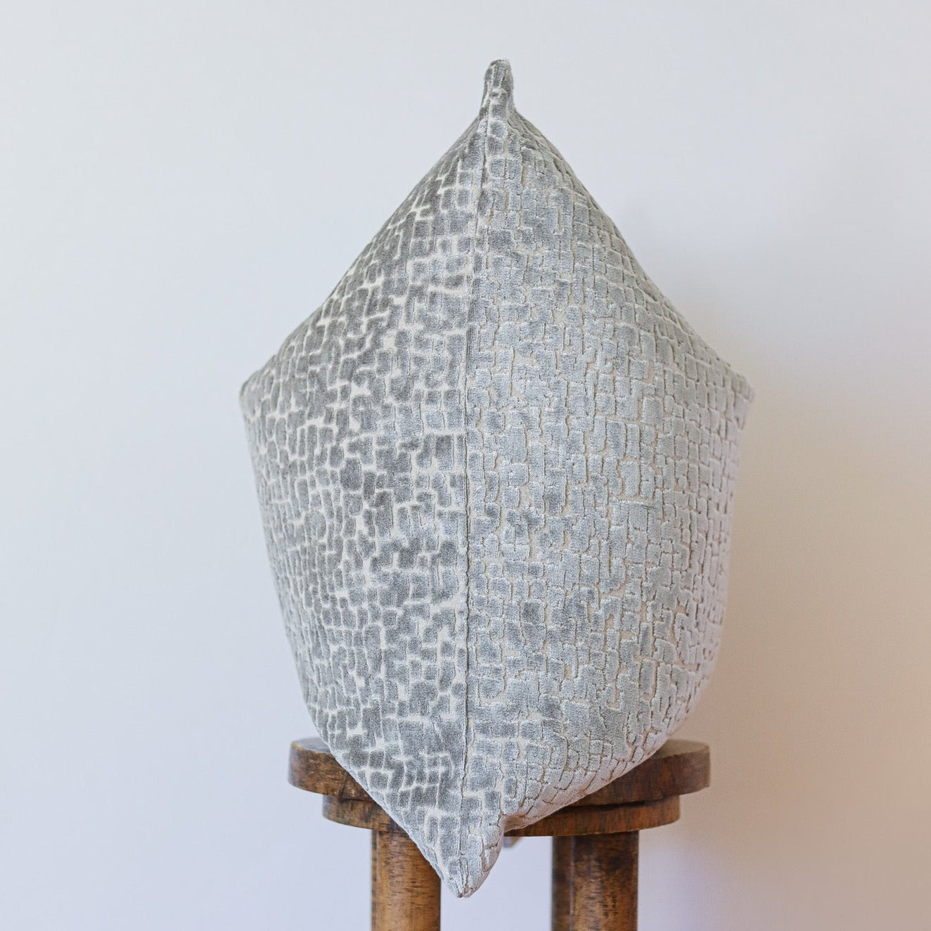 Silver Abstract Velvet Squares Pillow 22x22