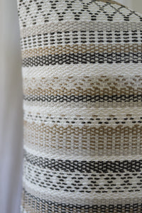 Woven Tan, Brown and White Stripe Pillow 22x22