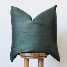 Load image into Gallery viewer, Forest Green Silk Pillow 22x22
