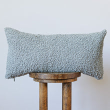 Load image into Gallery viewer, Steel Blue Boucle with Velvet Lumbar Pillow 12x24
