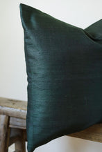 Load image into Gallery viewer, Forest Green Silk Pillow 22x22
