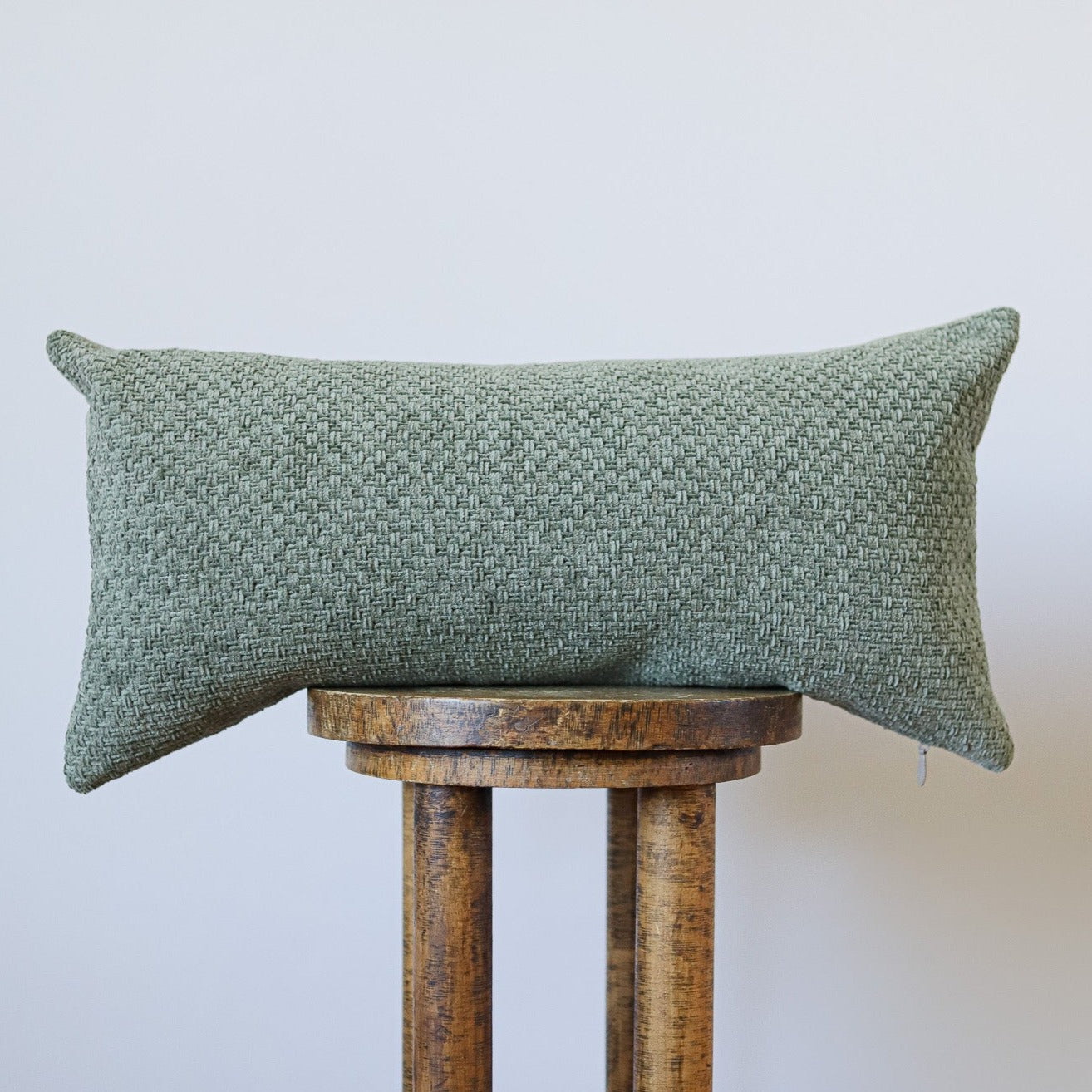 Sage Green Chenille Basketweave Lumbar Pillow 12x24