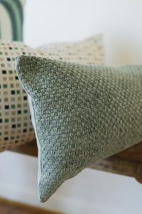 Sage Green Chenille Basketweave Lumbar Pillow 12x24